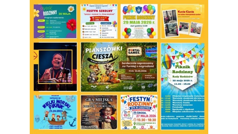 Grafika z propozycjami nadchodzących wydarzeń 